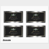 Floral Silver Black Product Labels Sparkle Glitter (Vel)