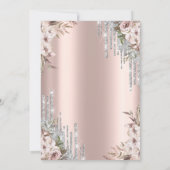 Floral Silver Glitter Drips Roos Gold 60th Kaart (Achterkant)