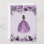 Floral Silver Paarse Spakle Dress Sweet 16 Kaart (Achterkant)