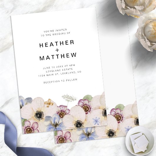 Floral Simple Boho Wedding Kaart