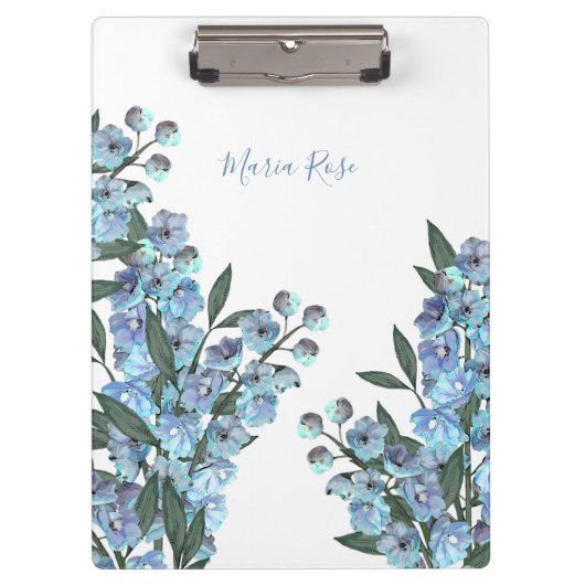 Floral Simple Elegant Garden Blue Delphinium Klembord (Voorkant)