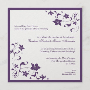 Floral simple Faire-part de mariage - violet