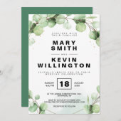 Floral Simple Rustic Eucaliptus Greenery Wedding Kaart (Voorkant / Achterkant)