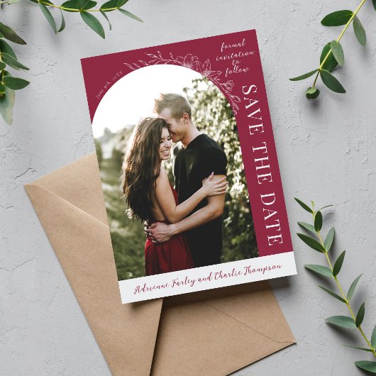 Floral Simplicity 1 Claret Save The Date