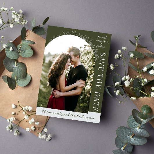 Floral Simplicity 1 | Modern Green | Save The Date