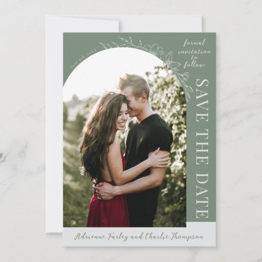Floral Simplicity 1 | Modern Green | Save The Date (Devant)