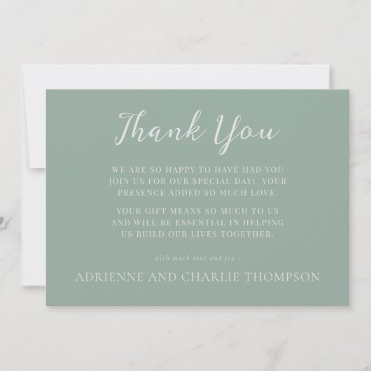 Floral Simplicity 1 Modern Green Thank You Note Bedankkaart (Voorkant)