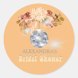 Floral Sinaasappel Disco Ball Vrijgezellenfeest St Ronde Sticker