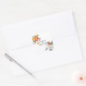 Floral-sinaasappel en witbruiloft vierkante sticker (Envelop)
