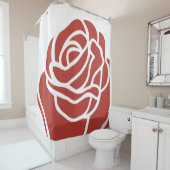 Floral Single Red Rose Douchegordijn (In situ)