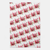 Floral Sjabloon Trendy Waterverf Roze rode rozen Theedoek (Verticaal)