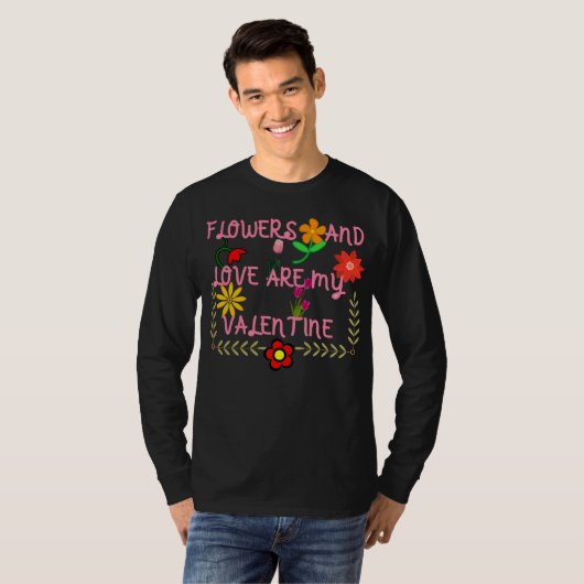 Floral Sketch Modern Afstudeerder Script trendy zw T-shirt (Voorkant volledig)