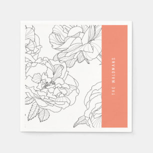 Floral Sketch Napkin Servet