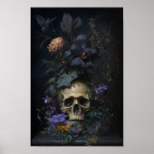 Floral Skull Art - Stijlvol Poster (Voorkant)