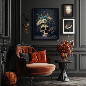 Floral Skull Art -  Stijlvol Poster