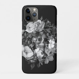  Floral Skull Black & White  iPhone 11 Pro Hoesje