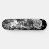  Floral Skull Black & White  Skateboard (Horizontaal)