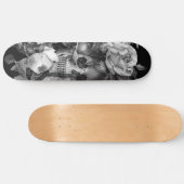  Floral Skull Black & White  Skateboard (Horizontaal)