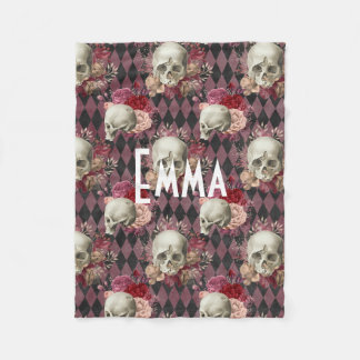 Floral Skull Custom Fleece Deken