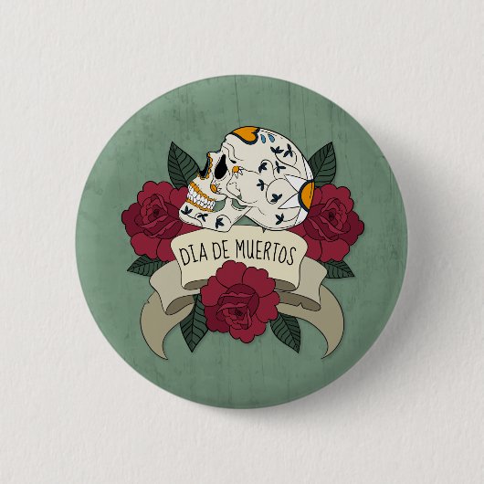 Floral Skull Dia de los Muertos | Button (Voorkant)
