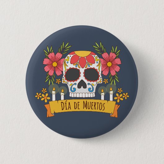 Floral Skull Dia de los Muertos | Button (Voorkant)