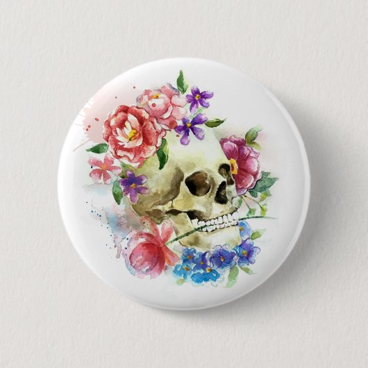 Floral Skull Dia de los Muertos | Button (Voorkant)