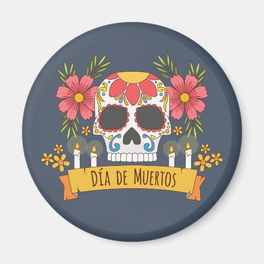 Floral Skull Dia de los Muertos | Magneet (Voorkant)