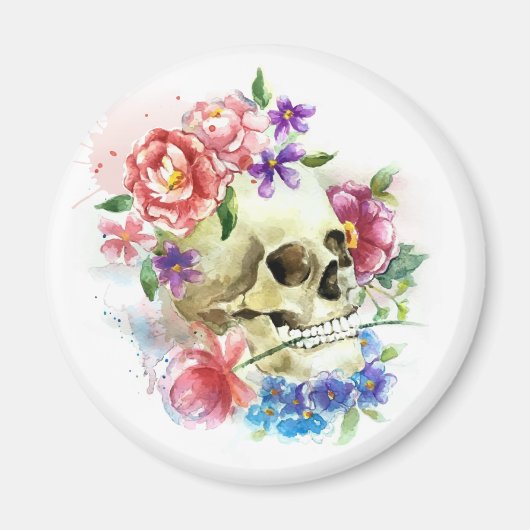 Floral Skull Dia de los Muertos | Magneet (Voorkant)