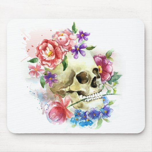 Floral Skull Dia de los Muertos | Mousepad Muismat (Voorkant)
