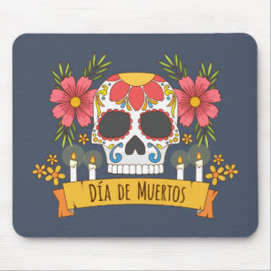 Floral Skull Dia de los Muertos   Mousepad Muismat
