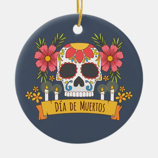 Floral Skull Dia de los Muertos | ORNAMENT (Voorkant)