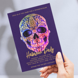 FLORAL SKULL DIA DE LOS MUERTOS SUIKR SKULL INVITA BRIEFKAART