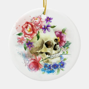 Floral Skull Dia de los Muertos Versiering Keramisch Ornament