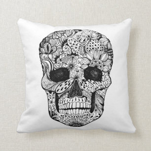 Floral Skull Doodle Kussen