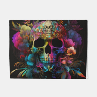 Floral Skull Doormat Deurmat