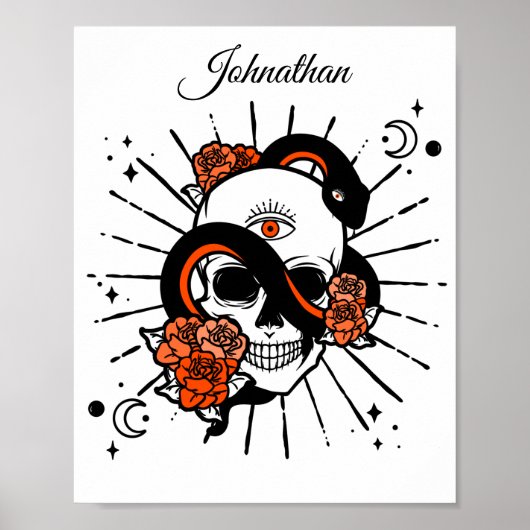 Floral Skull en drapslang Poster (Voorkant)