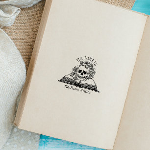 Floral Skull Ex Libris Bibliotheek Boek Rubberstempel