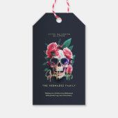 Floral Skull Faboolous Spooktacular Familienaam Cadeaulabel (Voorkant)