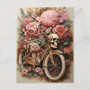 Floral Skull Fiets Waterverf Briefkaart