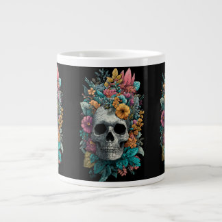Floral Skull – Goth Botanical Art Specialty Mug Extra Grote Beker