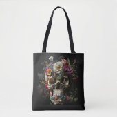 Floral Skull Gothic Pagan Monogram Draagtas (Voorkant)