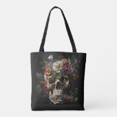 Floral Skull Gothic Pagan Monogram Draagtas (Achterkant)