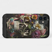 Floral Skull Gothic Pagan Monogram Initialen Case-Mate iPhone Case (Achterkant (horizontaal))