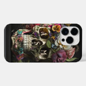 Floral Skull Gothic Pagan Monogram Initialen iPhone Hoesje (Achterkant horizontaal)