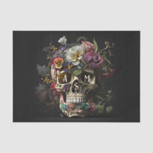 Floral Skull Gothic Pagan Monogram Initialen Tissuepapier
