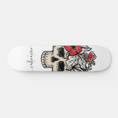  Floral Skull Gothic Skeleton Trendy Name Skateboard (Horizontaal)