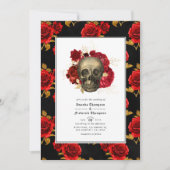 Floral Skull Gothic Wedding Photo Kaart (Voorkant)