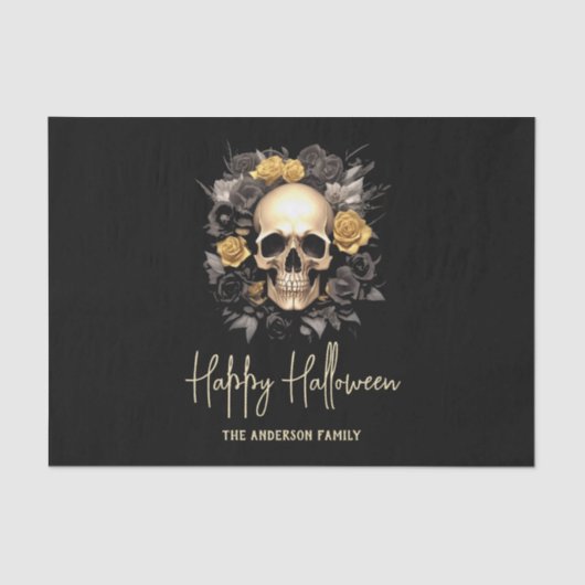 Floral Skull Halloween Party Tissuepapier (Voorkant)