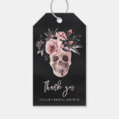 Floral Skull Halloween Vrijgezellenfeest Favor Cadeaulabel (Voorkant)