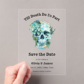 Floral Skull Halloween Wedding Save the Date Acryl Uitnodigingen (Insitu (Draagbaar))